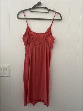 Twelfth Street by Cynthia Vincent 100% Silk Slip Dress Coral Pink Petite P